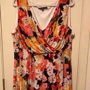 Gorgeous coral, gold, and pink sleeveless dress